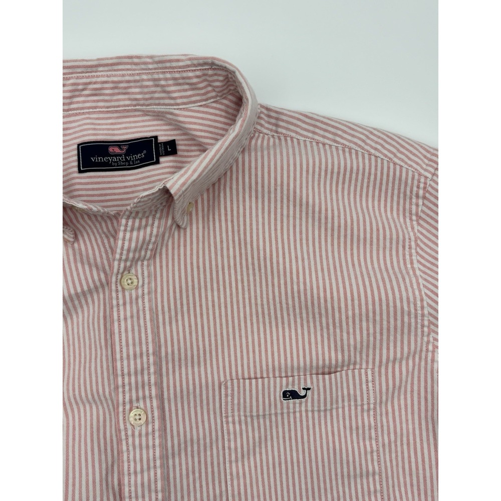 Vineyard Vines Mens L Pink White Stripes LongSleeve Button Down Shirt 0028 - Picture 4 of 7